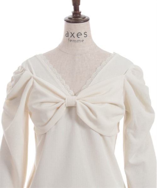 axes femme(アクシーズファム)の「2WAYリボントップス(Tシャツ/カットソー・レディース・ブラック/イエロー/キナリ・FREE)」の7枚目の写真