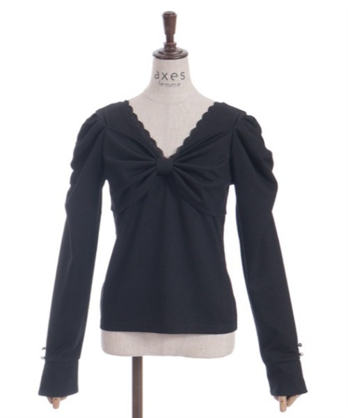 axes femme(アクシーズファム)の「2WAYリボントップス(Tシャツ/カットソー・レディース・ブラック/イエロー/キナリ・FREE)」の22枚目の写真