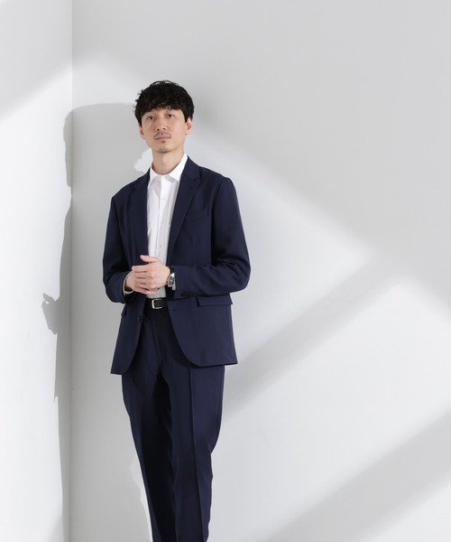 ナノユニバース テーラードジャケット ストレッチ ロゴボタン ネイビー XL セール】「N JACKET PREMIUM」強撚ピケストレッチジャケット