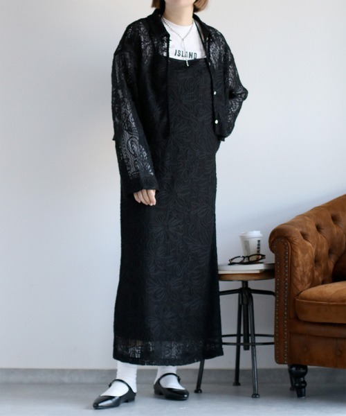 cepo（セポ）の「〈セットアップ対応〉ニットコード刺繍キャミワンピース（ワンピース・レディース・ブラック/オフホワイト・M）」の2枚目の写真