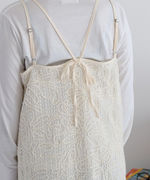 cepo（セポ）の「〈セットアップ対応〉ニットコード刺繍キャミワンピース（ワンピース・レディース・ブラック/オフホワイト・M）」の8枚目の写真