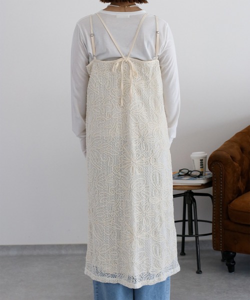 cepo（セポ）の「〈セットアップ対応〉ニットコード刺繍キャミワンピース（ワンピース・レディース・ブラック/オフホワイト・M）」の6枚目の写真