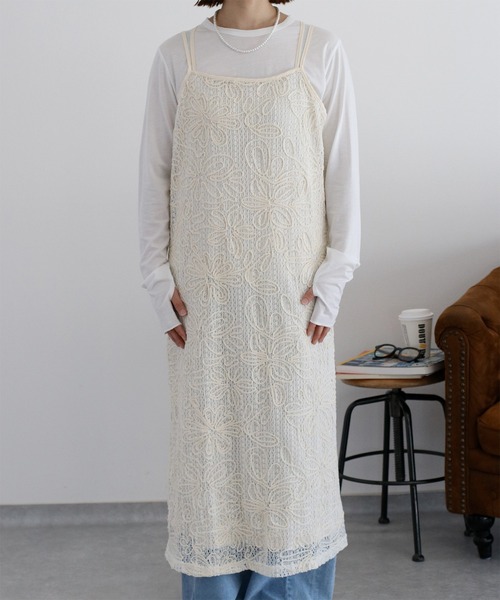 cepo（セポ）の「〈セットアップ対応〉ニットコード刺繍キャミワンピース（ワンピース・レディース・ブラック/オフホワイト・M）」の5枚目の写真