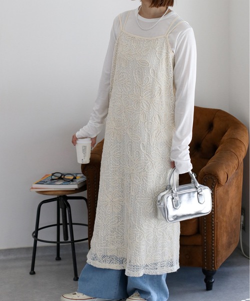 cepo（セポ）の「〈セットアップ対応〉ニットコード刺繍キャミワンピース（ワンピース・レディース・ブラック/オフホワイト・M）」の15枚目の写真