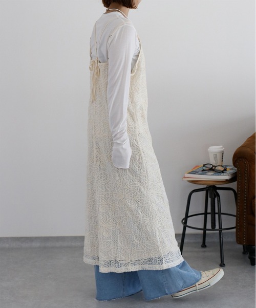 cepo（セポ）の「〈セットアップ対応〉ニットコード刺繍キャミワンピース（ワンピース・レディース・ブラック/オフホワイト・M）」の13枚目の写真