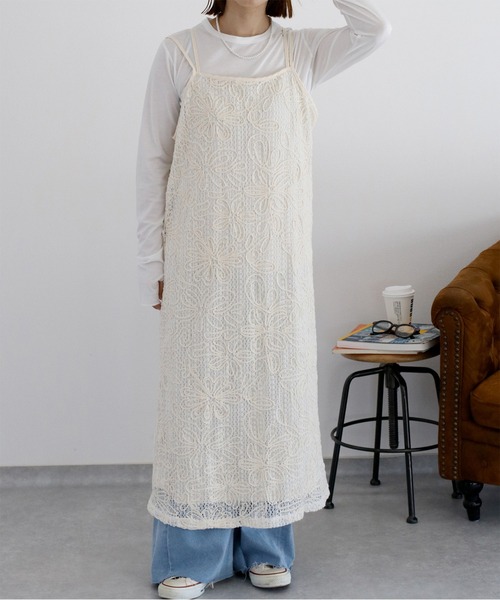 cepo（セポ）の「〈セットアップ対応〉ニットコード刺繍キャミワンピース（ワンピース・レディース・ブラック/オフホワイト・M）」の14枚目の写真