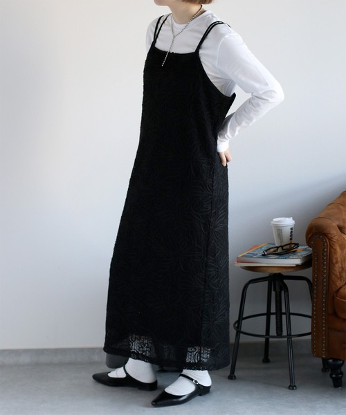 cepo（セポ）の「〈セットアップ対応〉ニットコード刺繍キャミワンピース（ワンピース・レディース・ブラック/オフホワイト・M）」の22枚目の写真