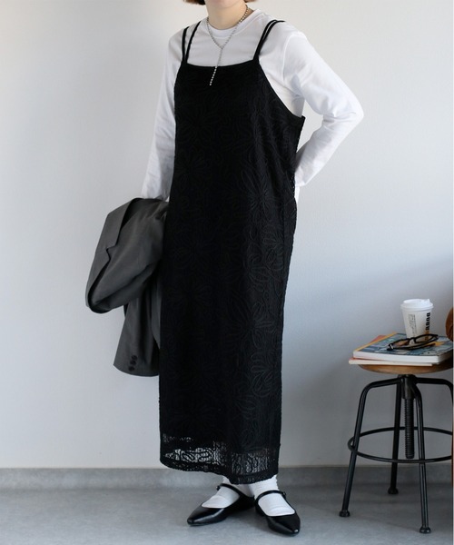 cepo（セポ）の「〈セットアップ対応〉ニットコード刺繍キャミワンピース（ワンピース・レディース・ブラック/オフホワイト・M）」の20枚目の写真