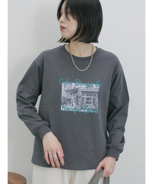 Samansa Mos2 blue（サマンサモスモスブルー）の「フォトプリントロンT（Tシャツ/カットソー・レディース・シルバーグレー/チャコールグレー/オフホワイト・F）」の19枚目の写真