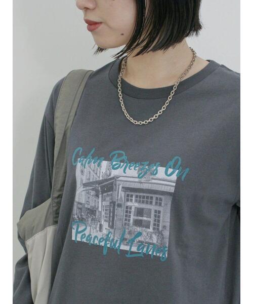 Samansa Mos2 blue（サマンサモスモスブルー）の「フォトプリントロンT（Tシャツ/カットソー・レディース・シルバーグレー/チャコールグレー/オフホワイト・F）」の15枚目の写真