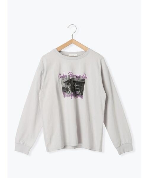 Samansa Mos2 blue（サマンサモスモスブルー）の「フォトプリントロンT（Tシャツ/カットソー・レディース・シルバーグレー/チャコールグレー/オフホワイト・F）」の4枚目の写真