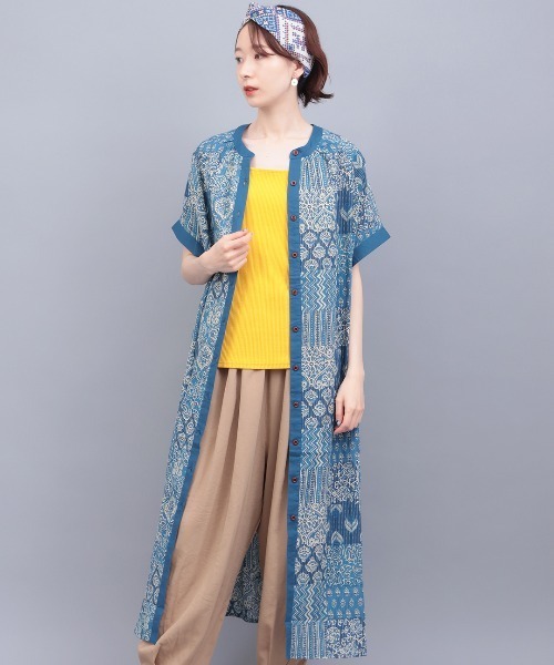 チチカカ（チチカカ）の「サシコ風パッチプリントワンピース（ワンピース・レディース・マスタード/ブルー/レッド・FREE）」の2枚目の写真