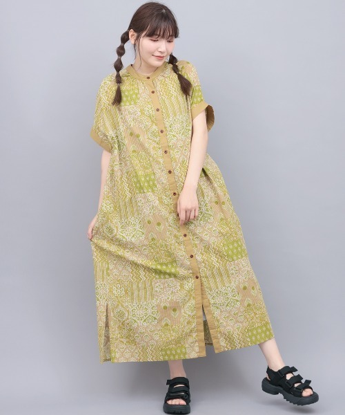 チチカカ（チチカカ）の「サシコ風パッチプリントワンピース（ワンピース・レディース・マスタード/ブルー/レッド・FREE）」の17枚目の写真