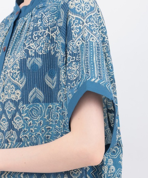 チチカカ（チチカカ）の「サシコ風パッチプリントワンピース（ワンピース・レディース・マスタード/ブルー/レッド・FREE）」の8枚目の写真