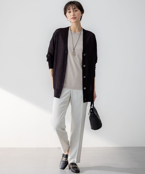 23区（ニジュウサンク）の「【CanCam10月号掲載/CLASSY.10月号掲載】シャイニーシアー カーディガン（カーディガン/ボレロ・レディース・ライトグレー系/ダークブラウン系/ベージュ系/ブラック系/ピンク系・38）」の10枚目の写真