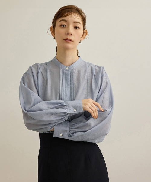 ROPE'（ロペ）の「【洗える】キュプラシルク パプスリーブシアーブラウス（シャツ/ブラウス・レディース・ブルー/オレンジ/ホワイト・FREE）」の2枚目の写真