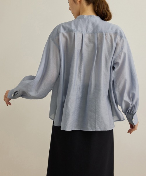 ROPE'（ロペ）の「【洗える】キュプラシルク パプスリーブシアーブラウス（シャツ/ブラウス・レディース・ブルー/オレンジ/ホワイト・FREE）」の4枚目の写真