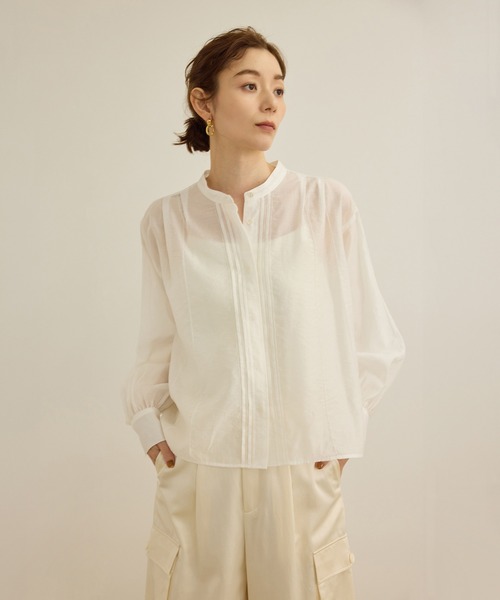 セール】【洗える】キュプラシルク パプスリーブシアーブラウス