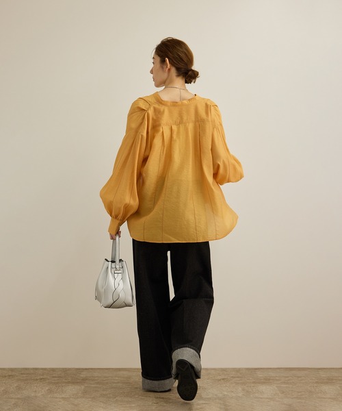 セール】【洗える】キュプラシルク パプスリーブシアーブラウス
