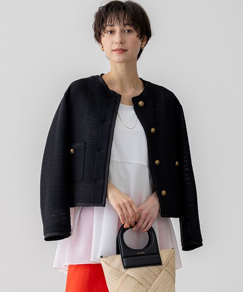 【ぴーちゃん さま専用】23区 シープレザー ノーカラージャケット25周年モデル 23区（ニジュウサンク）の「【25周年アイテム】シープレザー