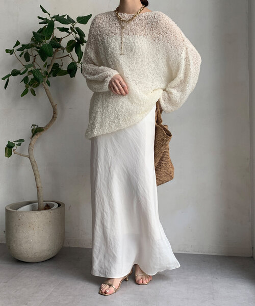 DouDou（ドゥドゥ）の「リボンヤーンプルオーバー（ニット/セーター・レディース・ライトベージュ/オフホワイト/ブルー・FREE）」の7枚目の写真