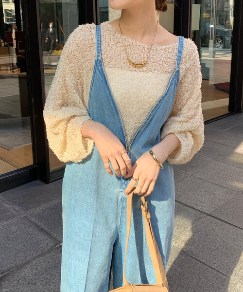 DouDou（ドゥドゥ）の「リボンヤーンプルオーバー（ニット/セーター・レディース・ライトベージュ/オフホワイト/ブルー・FREE）」の20枚目の写真