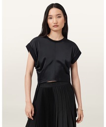 MIRA CROPPED SATIN DRAWCORD T-SHIRT | MIRA クロップド サテン ドローコード Tシャツ