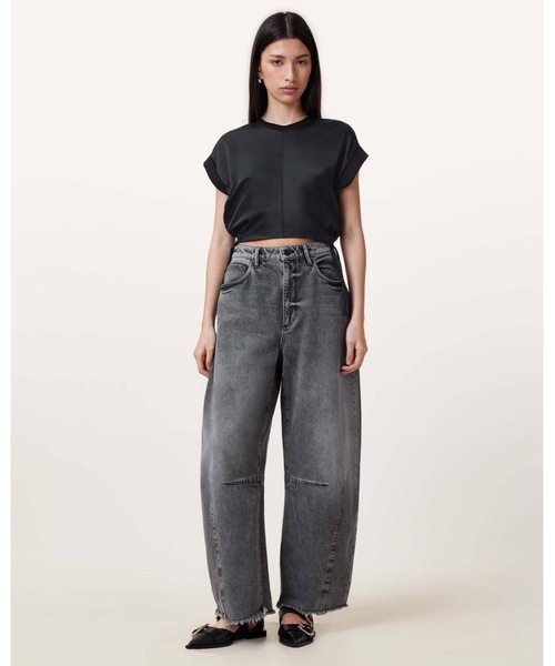 ALLSAINTS(オールセインツ)の「MIRA CROPPED SATIN DRAWCORD T-SHIRT | MIRA クロップド サテン ドローコード Tシャツ(Tシャツ/カットソー・レディース・ブラック・XS/S/M)」の5枚目の写真
