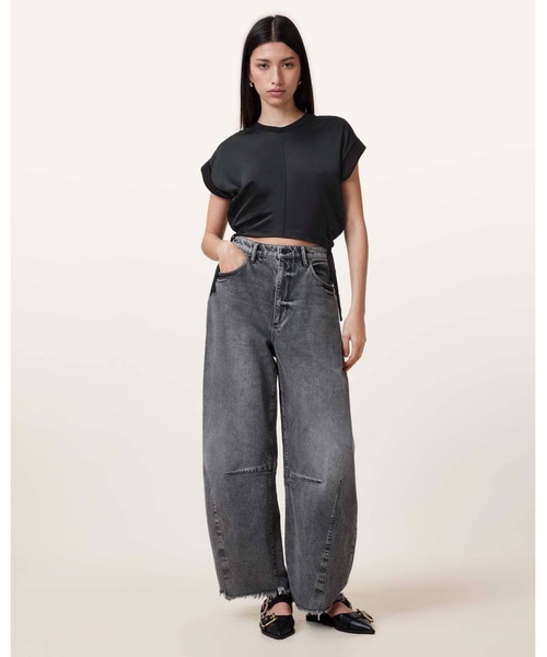 ALLSAINTS(オールセインツ)の「MIRA CROPPED SATIN DRAWCORD T-SHIRT | MIRA クロップド サテン ドローコード Tシャツ(Tシャツ/カットソー・レディース・ブラック・XS/S/M)」の7枚目の写真