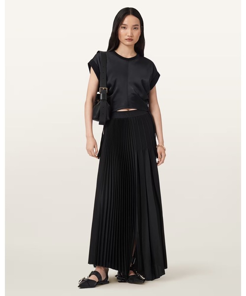 ALLSAINTS(オールセインツ)の「MIRA CROPPED SATIN DRAWCORD T-SHIRT | MIRA クロップド サテン ドローコード Tシャツ(Tシャツ/カットソー・レディース・ブラック・XS/S/M)」の11枚目の写真