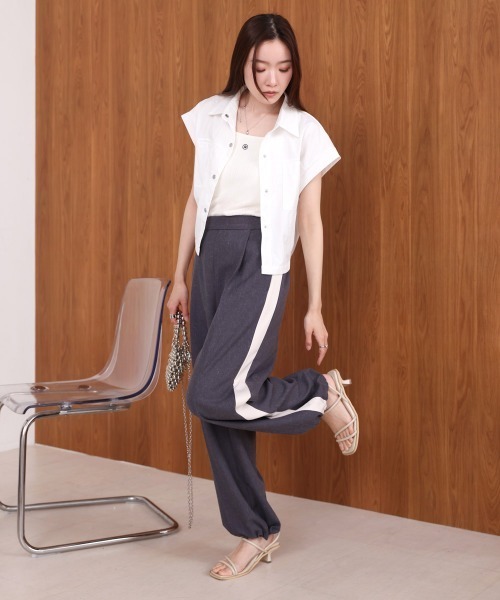 Bab(バブ)の「【S・Mサイズ展開】2WAYセンタープレスサイドラインパンツ(その他パンツ・レディース・ベージュ/ブラック/チャコールグレー・S/M)」の20枚目の写真