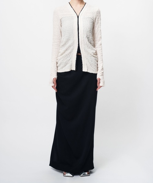 THINGS THAT MATTER（シングス ザット マター）の「RANDOM WRINKLE RUSSEL CARDIGAN / ランダムリンクルラッセルカーディガン（カーディガン/ボレロ・レディース・アイボリー/ブラック/ラベンダー・FREE）」の4枚目の写真