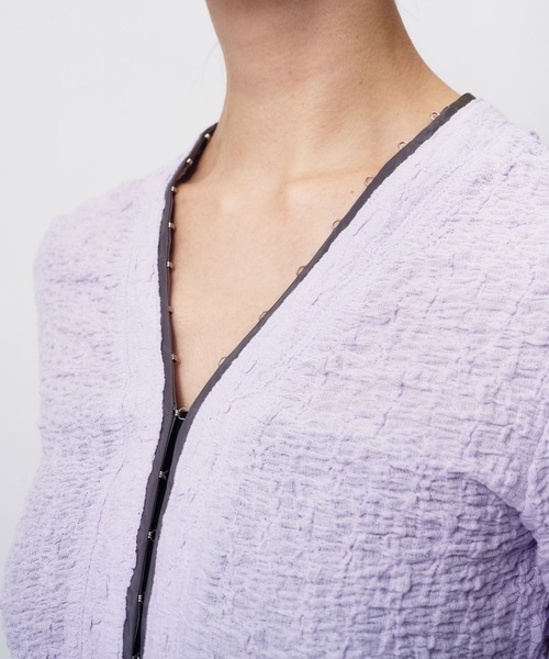 THINGS THAT MATTER（シングス ザット マター）の「RANDOM WRINKLE RUSSEL CARDIGAN / ランダムリンクルラッセルカーディガン（カーディガン/ボレロ・レディース・アイボリー/ブラック/ラベンダー・FREE）」の18枚目の写真