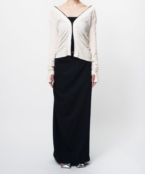 THINGS THAT MATTER（シングス ザット マター）の「RANDOM WRINKLE RUSSEL CARDIGAN / ランダムリンクルラッセルカーディガン（カーディガン/ボレロ・レディース・アイボリー/ブラック/ラベンダー・FREE）」の6枚目の写真