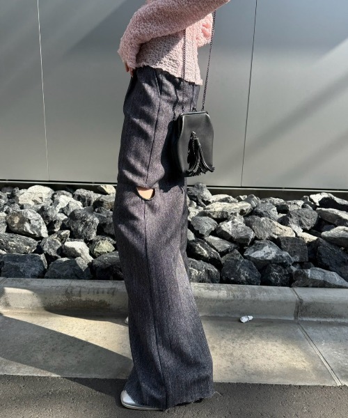 MAISON ELLIE(メゾンエリー)の「melange tweed cut off pants(スラックス・レディース・ベージュ/ブラック/グレー・FREE)」の18枚目の写真