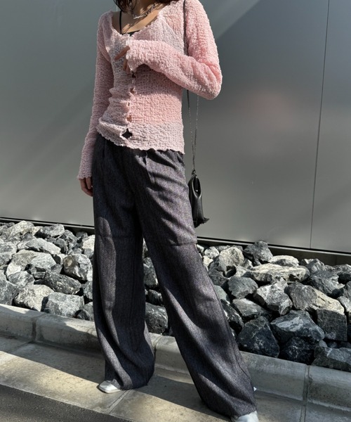 MAISON ELLIE(メゾンエリー)の「melange tweed cut off pants(スラックス・レディース・ベージュ/ブラック/グレー・FREE)」の20枚目の写真