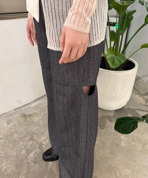 MAISON ELLIE(メゾンエリー)の「melange tweed cut off pants(スラックス・レディース・ベージュ/ブラック/グレー・FREE)」の9枚目の写真