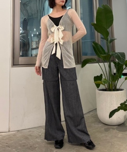 MAISON ELLIE(メゾンエリー)の「melange tweed cut off pants(スラックス・レディース・ベージュ/ブラック/グレー・FREE)」の10枚目の写真