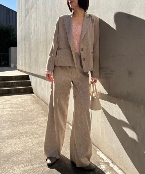 MAISON ELLIE(メゾンエリー)の「melange tweed cut off pants(スラックス・レディース・ベージュ/ブラック/グレー・FREE)」の13枚目の写真