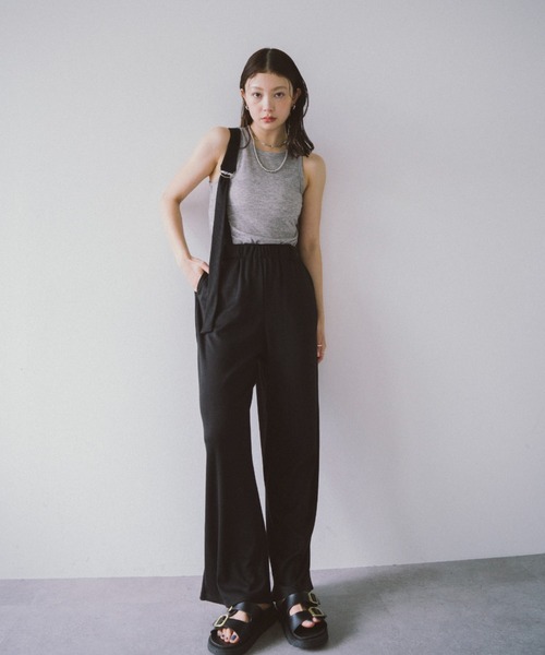 HANNE(アン)の「ショルダーベルトリブパンツ(その他パンツ・レディース・ベージュ/ブラック・SMALL/MEDIUM)」の3枚目の写真