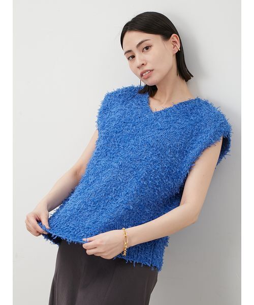 Mila Owen（ミラオーウェン）の「前後2WAYチュールヤーンニットベスト（ベスト・レディース・ホワイト/ブルー/グレー・FREE）」の13枚目の写真