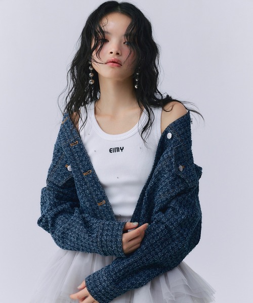 EIMY ISTOIRE（エイミーイストワール）の「ビジュータンクトップス（タンクトップ・レディース・ブラック/グレー/ピンク/ホワイト・F）」の15枚目の写真