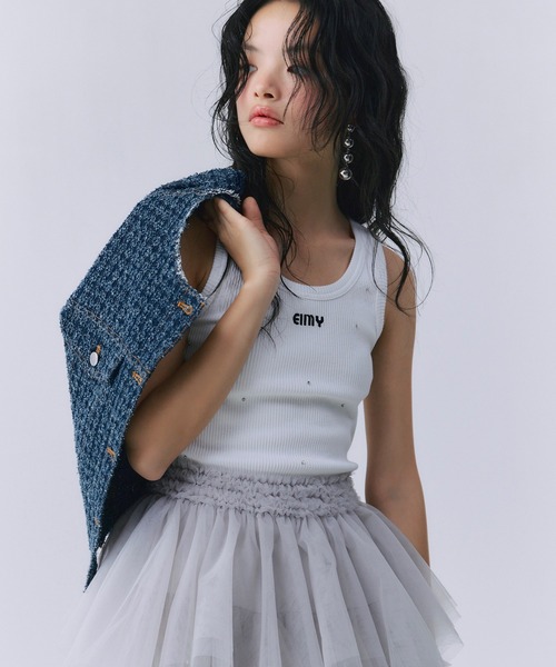 EIMY ISTOIRE（エイミーイストワール）の「ビジュータンクトップス（タンクトップ・レディース・ブラック/グレー/ピンク/ホワイト・F）」の16枚目の写真