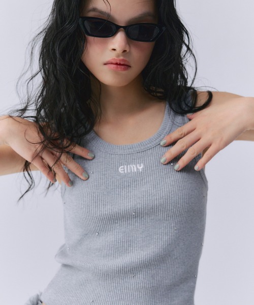 EIMY ISTOIRE（エイミーイストワール）の「ビジュータンクトップス（タンクトップ・レディース・ブラック/グレー/ピンク/ホワイト・F）」の11枚目の写真