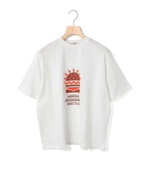 MidiUmi(ミディウミ)の「MidiUmi ハンバーガープリントTシャツ(Tシャツ/カットソー・レディース・ライトグレー/アイボリー/オフホワイト・FREE)」の4枚目の写真