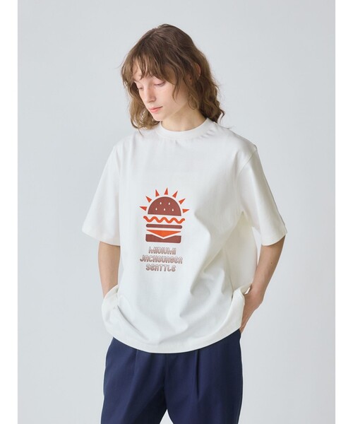 MidiUmi(ミディウミ)の「MidiUmi ハンバーガープリントTシャツ(Tシャツ/カットソー・レディース・ライトグレー/アイボリー/オフホワイト・FREE)」の8枚目の写真