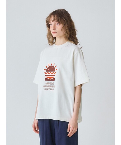 MidiUmi(ミディウミ)の「MidiUmi ハンバーガープリントTシャツ(Tシャツ/カットソー・レディース・ライトグレー/アイボリー/オフホワイト・FREE)」の9枚目の写真