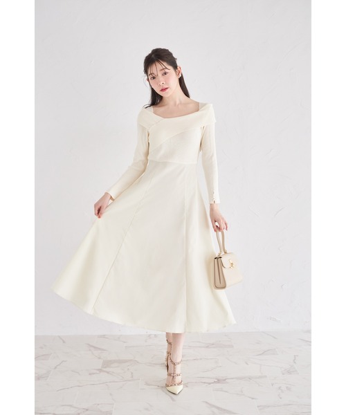 tocco closet(トッコ クローゼット)の「袖口パール付きアシメリブニットドッキングワンピース(ワンピース・レディース・ピンク/アイボリー/ブラック・M)」の10枚目の写真