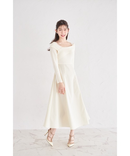 tocco closet(トッコ クローゼット)の「袖口パール付きアシメリブニットドッキングワンピース(ワンピース・レディース・ピンク/アイボリー/ブラック・M)」の11枚目の写真