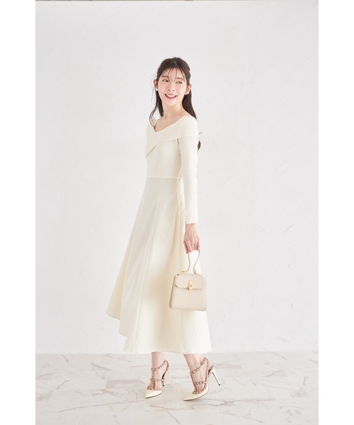 tocco closet(トッコ クローゼット)の「袖口パール付きアシメリブニットドッキングワンピース(ワンピース・レディース・ピンク/アイボリー/ブラック・M)」の12枚目の写真